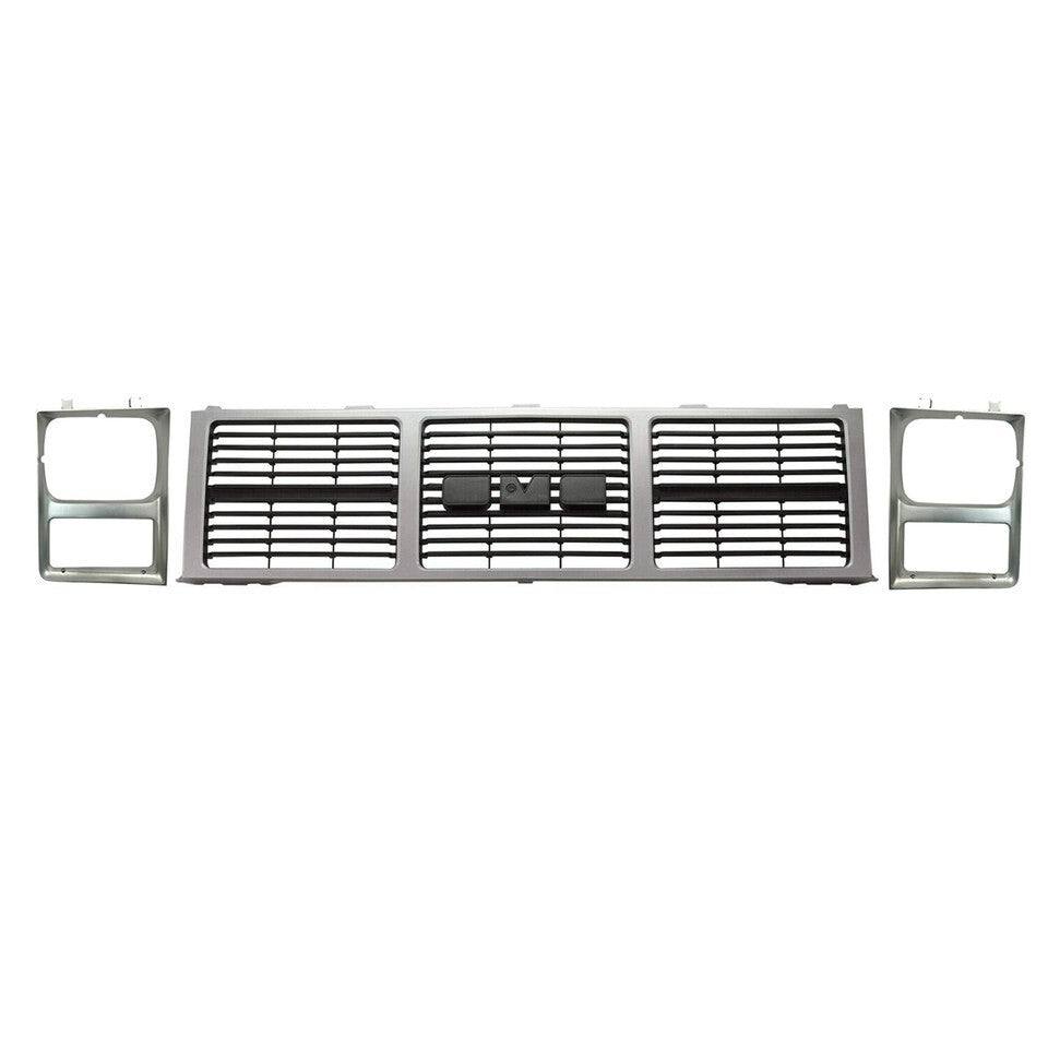Grille Silver + Headlight Bezels For 1985-1988 GMC C/K Series Pickup Suburban