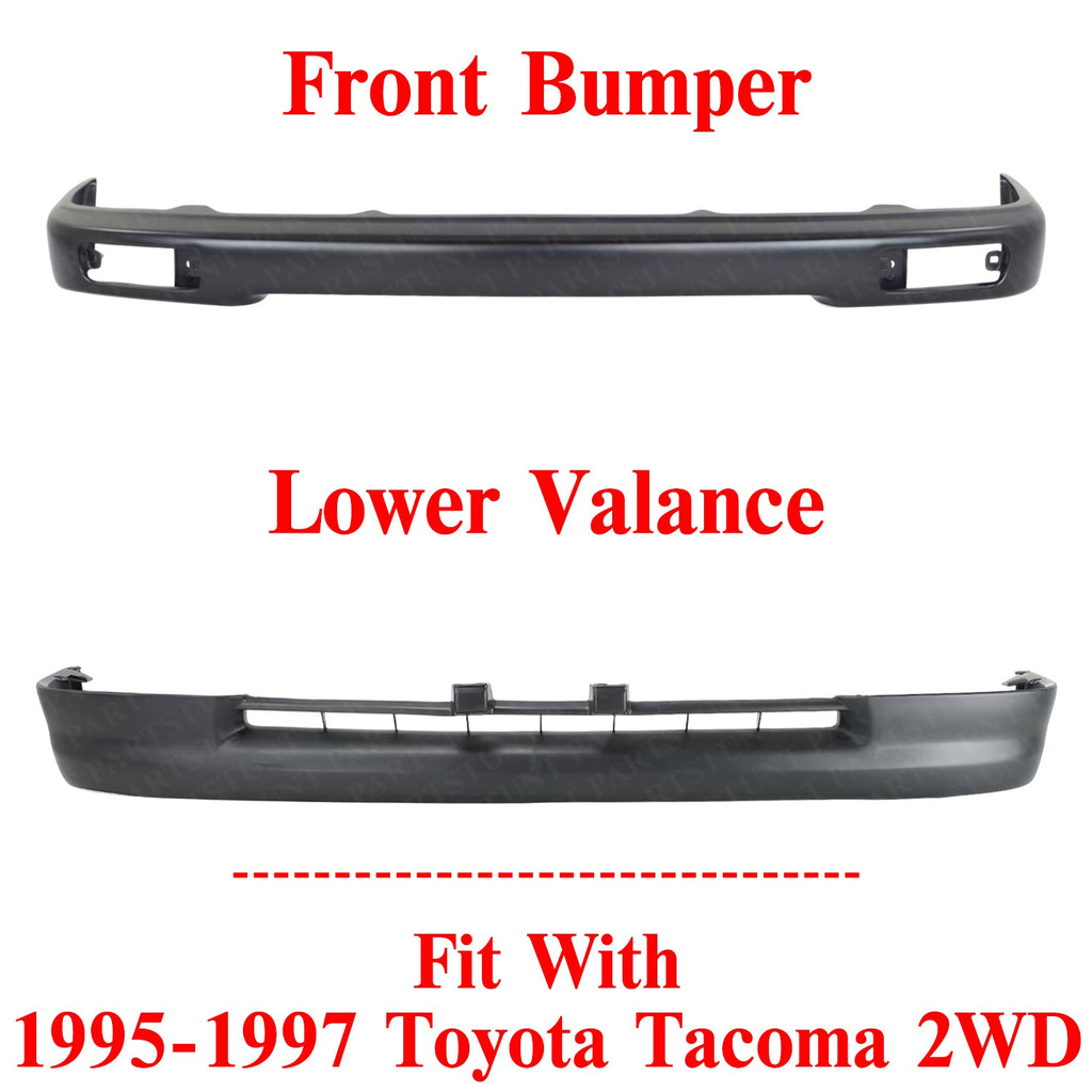 Front Bumper Painted Black Steel Kit For 1995-1997 Toyota Tacoma 2WD