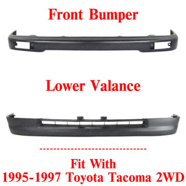 Front Bumper Painted Black Steel Kit For 1995-1997 Toyota Tacoma 2WD